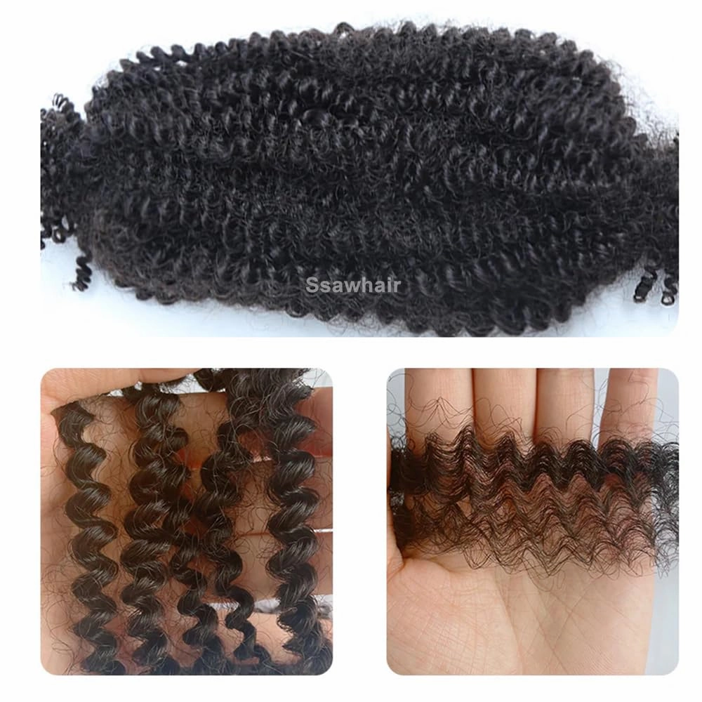 Afro Kinky Curly Human Hair Bulk Springy Twist Hair Extensions For Twist Braiding Locs Hair Pre-Separated Springy Afro Twist Human Hair Extensions 18 Inch 300g