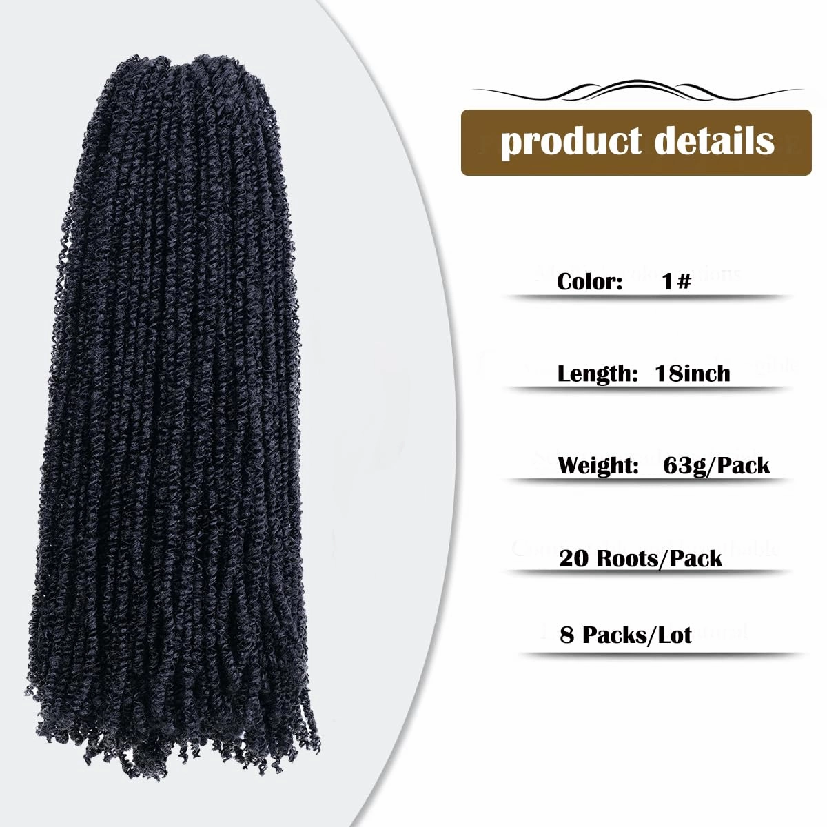 Aipin Pre-Twisted Passion Twist Hair mini Yanky Passion Twist Crochet Hair(18 nch 8Pack 1#)