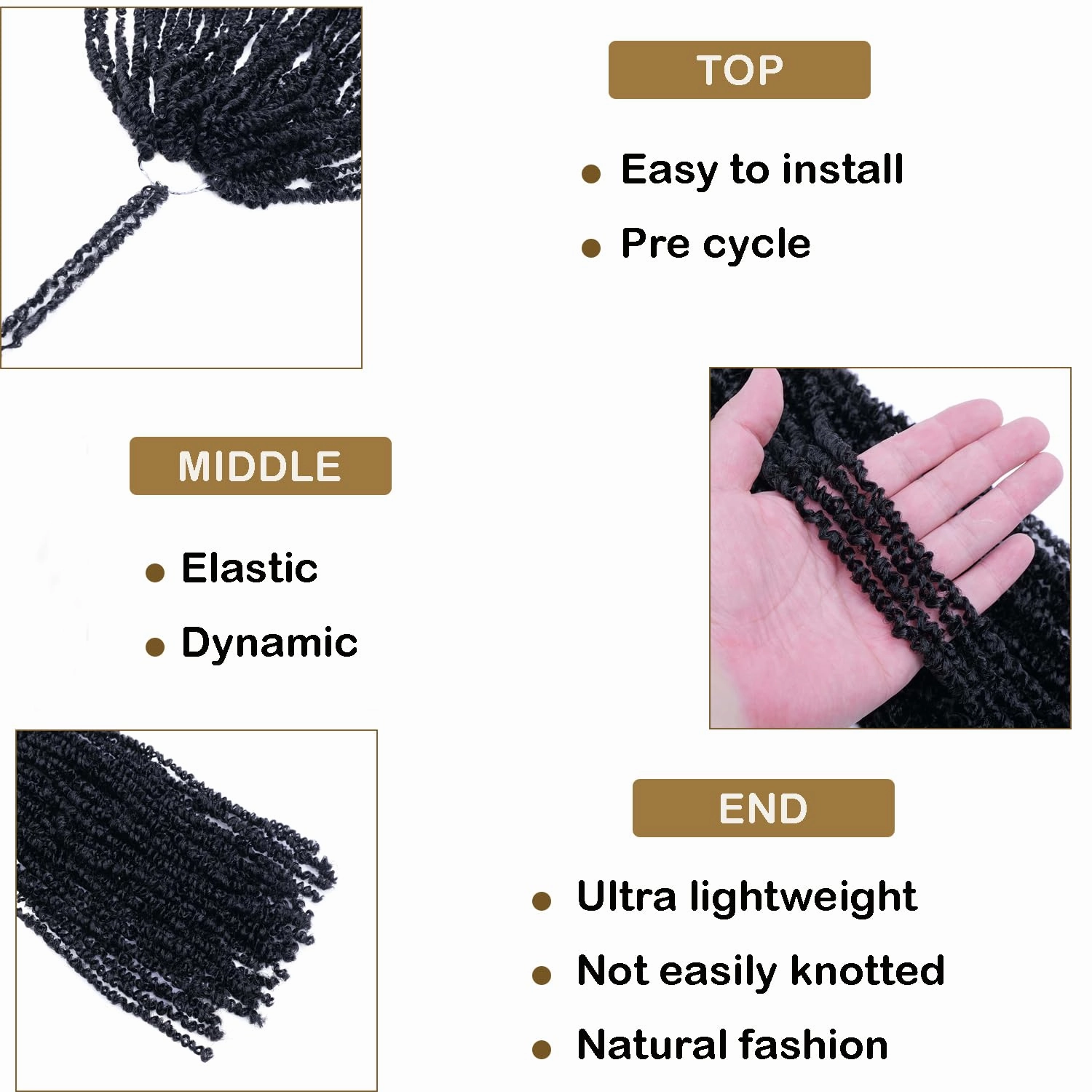 Aipin Pre-Twisted Passion Twist Hair mini Yanky Passion Twist Crochet Hair(18 nch 8Pack 1#)