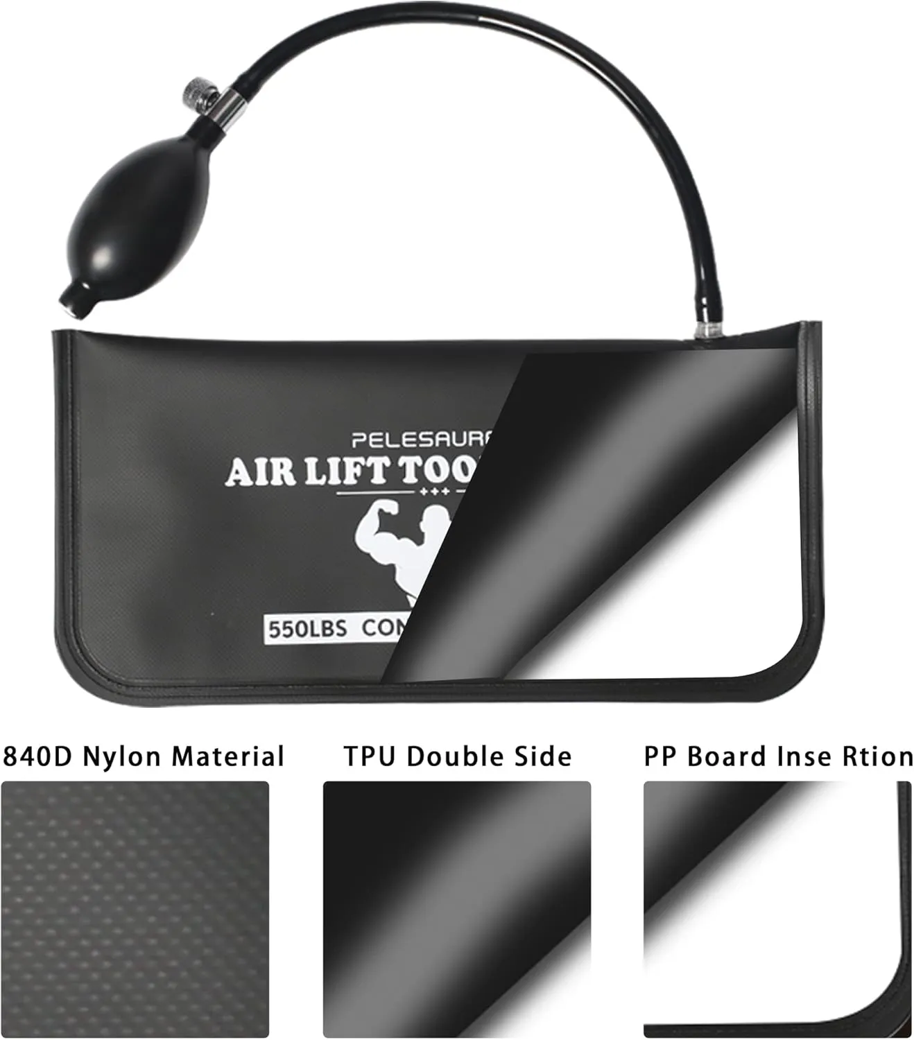 Air Wedge Bag, Professional Air Wedge Pump Leveling Kit & Alignment Tool, Commercial Grade Inflatable Shim Bag with 4 Tools - 2 pcs Different Sizes Air Wedge