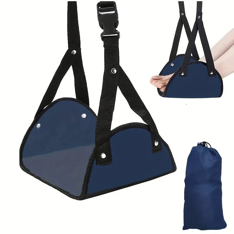 Airplane Footrest With Adjustable Strap - Portable Hammock Leg Rest for Comfortable Travel