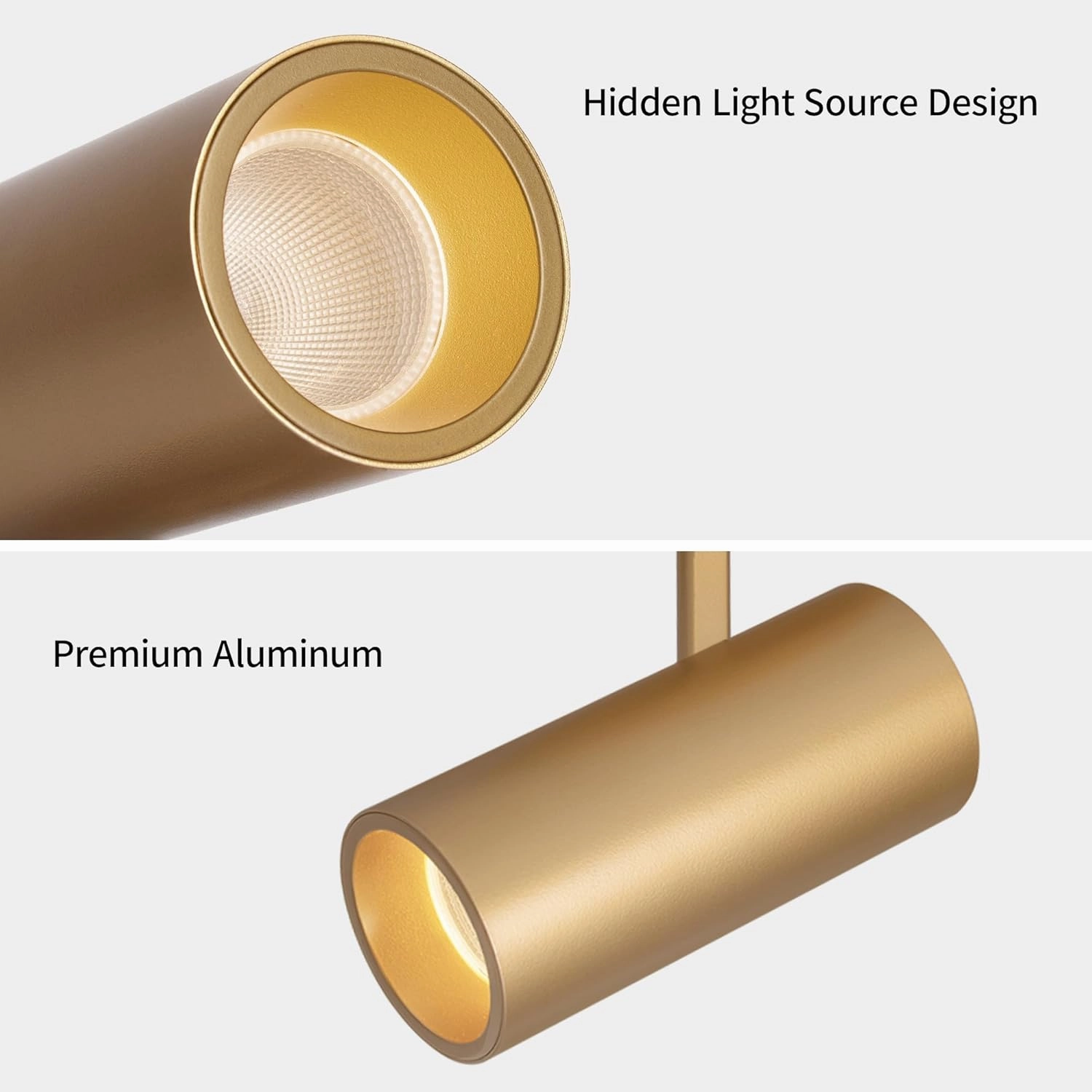Aisilan 9W LED Gold Directional Dimmable Ceiling Spotlight Indoor, Anti-Glare Adjustable Angle Wired Spot Light for Picture, Bedroom and Kitchen - Warm Light 3000K, CRI 97 Flicker-Free
