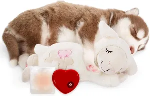 ALL FOR PAWS Dog Anxiety Relief Plush Toy, Dog Sleep Aid Warm Comfort Toys, Dog Pillow for Puppy Crate, Dog Stuffed Animals, (White Sheep(Heartbeat   Warm Bag))