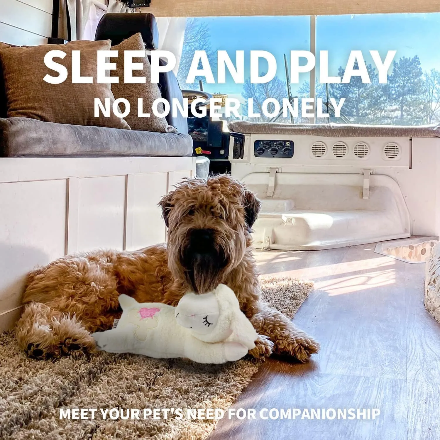 ALL FOR PAWS Dog Anxiety Relief Plush Toy, Dog Sleep Aid Warm Comfort Toys, Dog Pillow for Puppy Crate, Dog Stuffed Animals, (White Sheep(Heartbeat   Warm Bag))