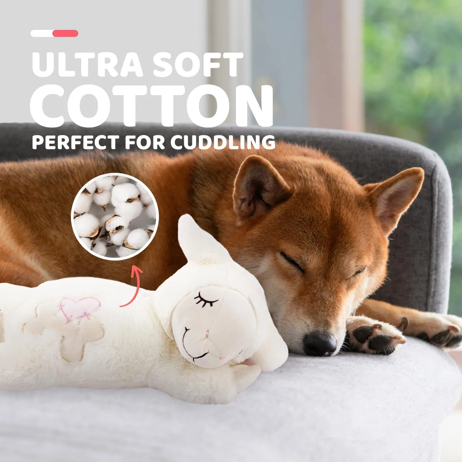 ALL FOR PAWS Dog Anxiety Relief Plush Toy, Dog Sleep Aid Warm Comfort Toys, Dog Pillow for Puppy Crate, Dog Stuffed Animals, (White Sheep(Heartbeat   Warm Bag))