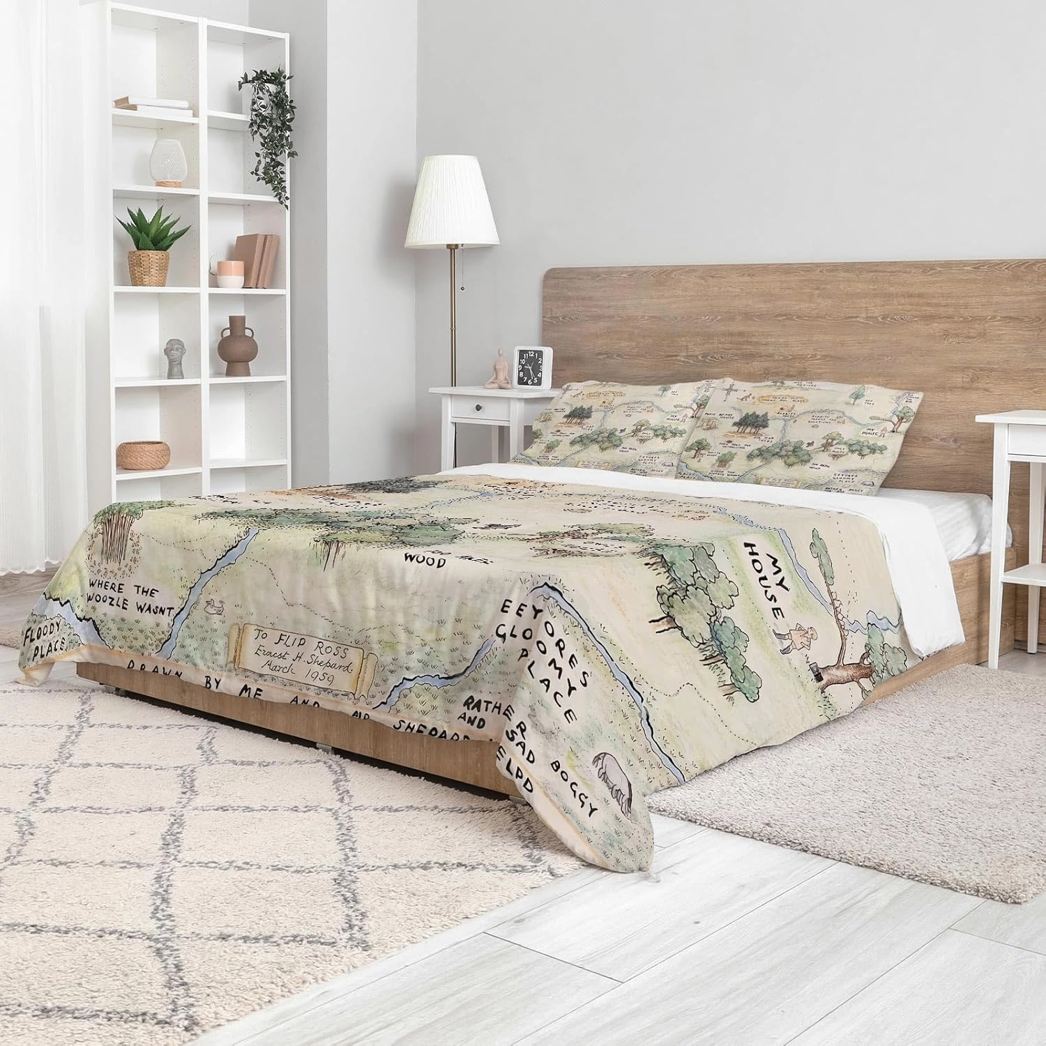 Allenjoy Twin Size Honey-Loving Bear Comforter Set Children's Literature Bed Bedding Sets Bedroom Decor with 1 Pillow Sham SC00076-005