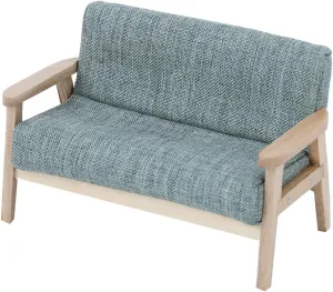 Alomejor 1:12 Dollhouse Miniature Mini Toy Furniture Model Japanese Wooden Armchair Fabric Sofa(Grey Green)