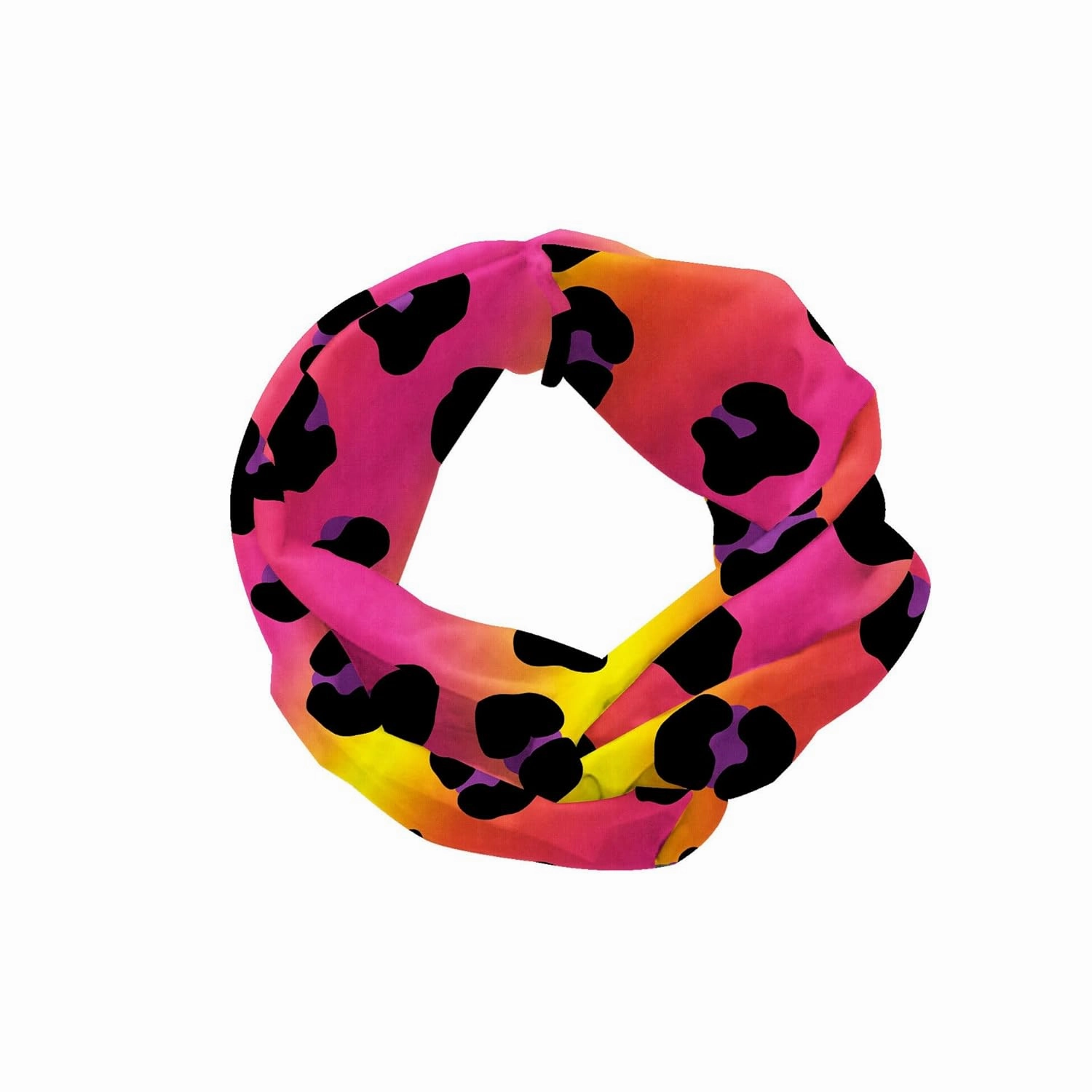 Ambesonne Animal Print Headband Set of 2, Modern Wild Leopard Skin Spots Dots on Ombre Colored Backdrop, Knotted Elastic Hair Band Accessory for Women Everyday Use, M-L, Black Fuchsia Multicolor