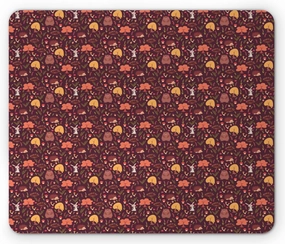 Ambesonne Autumn Mouse Pad, Funny Forest Animals Fall Buddies Bear Rabbit Hedgehog Woodland Friends, Rectangle Non-Slip Rubber Mousepad, Standard Size, Maroon and Multicolor