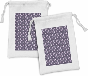 Ambesonne Floral Fabric Pouch Set of 2, Ornamental Tulips Inspired Violet Motifs, Small Drawstring Bag for Toiletries Masks and Favors, 9" x 6", Purple Pale Mauve