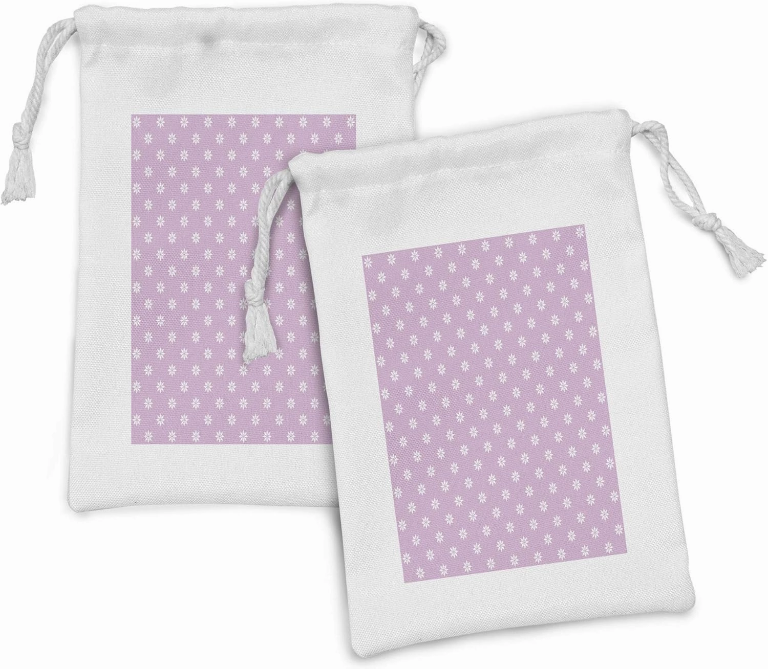 Ambesonne Mauve Fabric Pouch Set of 2, Abstract Daisy Chamomiles Pattern Classic Love Florets Petals Art Image, Small Drawstring Bag for Toiletries Masks and Favors, 9" x 6", White and Lilac