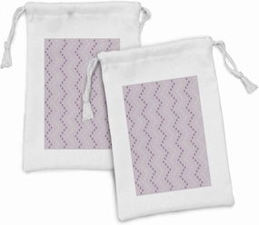 Ambesonne Mauve Fabric Pouch Set of 2, Zig Zag Stars Striped Pattern in Pastel Color Ranking Choice Print, Small Drawstring Bag for Toiletries Masks and Favors, 9" x 6", Yellow and Lilac