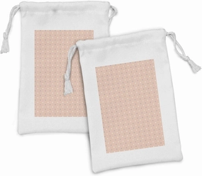 Ambesonne Pink Fabric Pouch Set of 2, Romantic Vintage Classic in 50s 60s Style Image with Dots Pattern Print, Small Drawstring Bag for Toiletries Masks and Favors, 9" x 6", Salmon Lilac and White