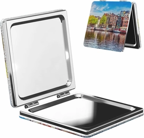 Amsterdam Netherlands Mini Makeup Mirror Portable Pocket Cosmetic Mirror Folding Compact Mirror