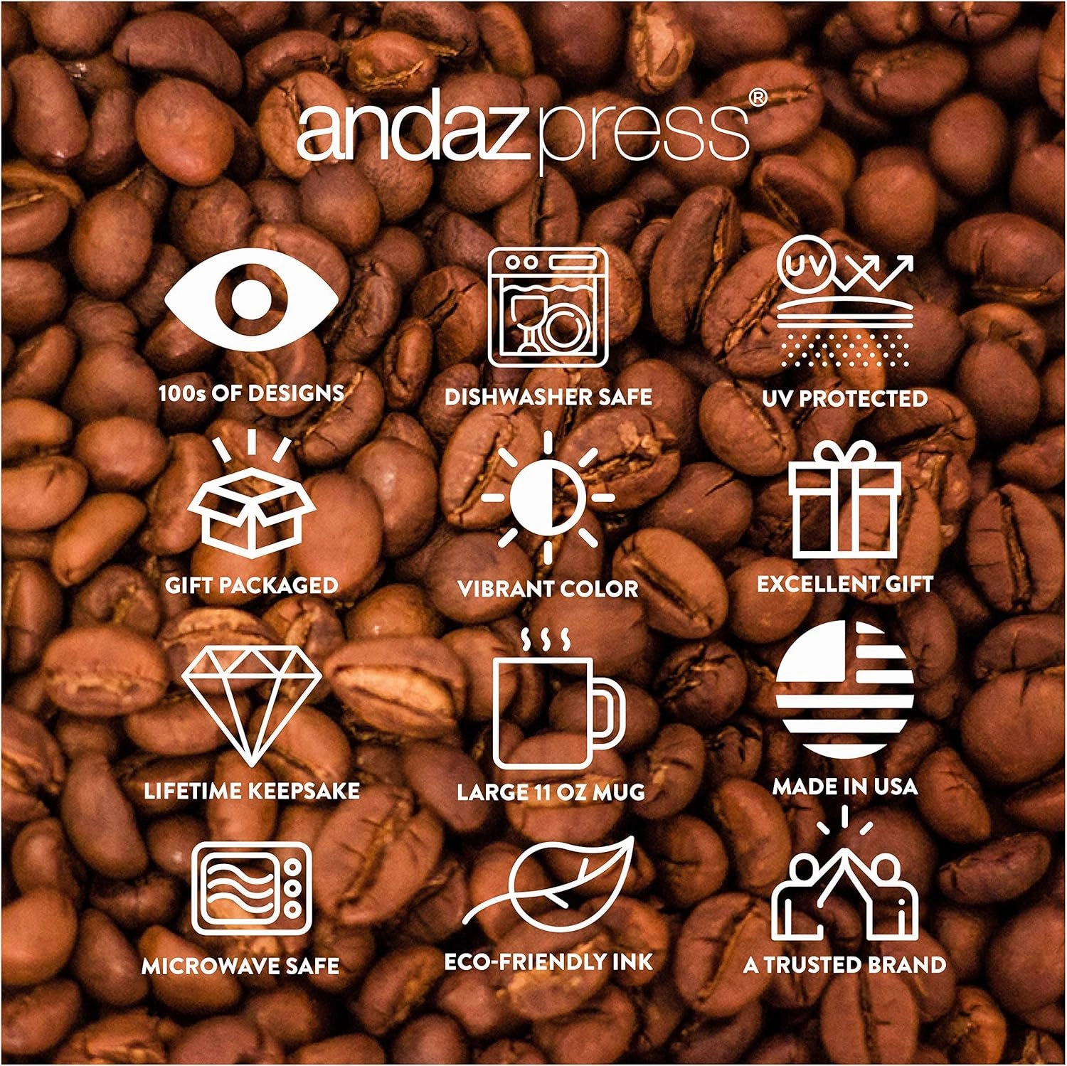 Andaz Press Personalized 11oz. Christmas Hot Chocolate Coffee Mug Gift, Brown Bear, 1-Pack, Custom Name Birthday Present Ideas for Him Her, Includes Gift Box