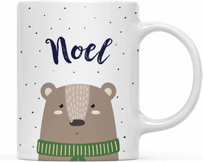 Andaz Press Personalized 11oz. Christmas Hot Chocolate Coffee Mug Gift, Brown Bear, 1-Pack, Custom Name Birthday Present Ideas for Him Her, Includes Gift Box