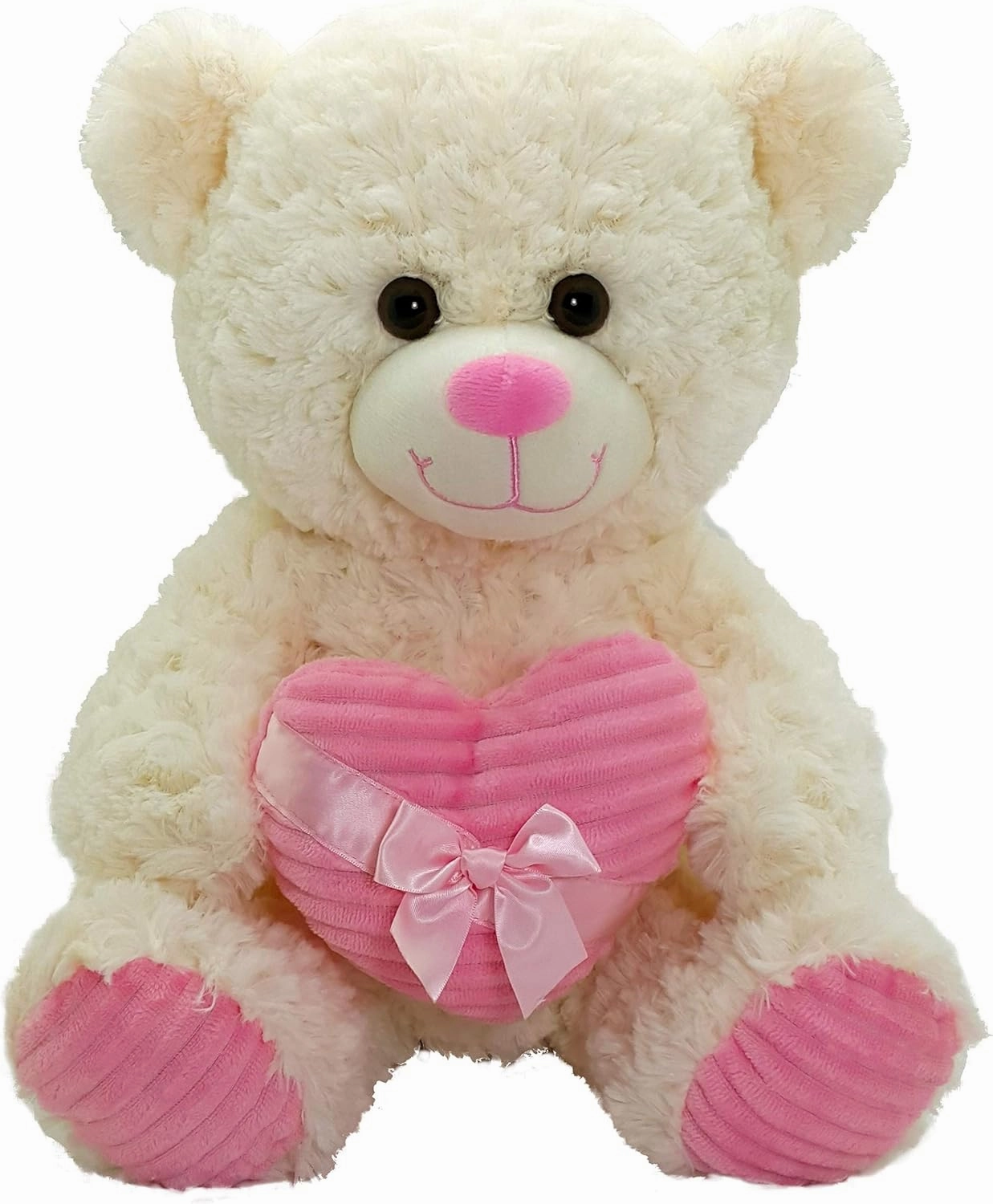 Anico Valentine's Day Cream Stuffed Bear with Pink Heart, 20" Tall