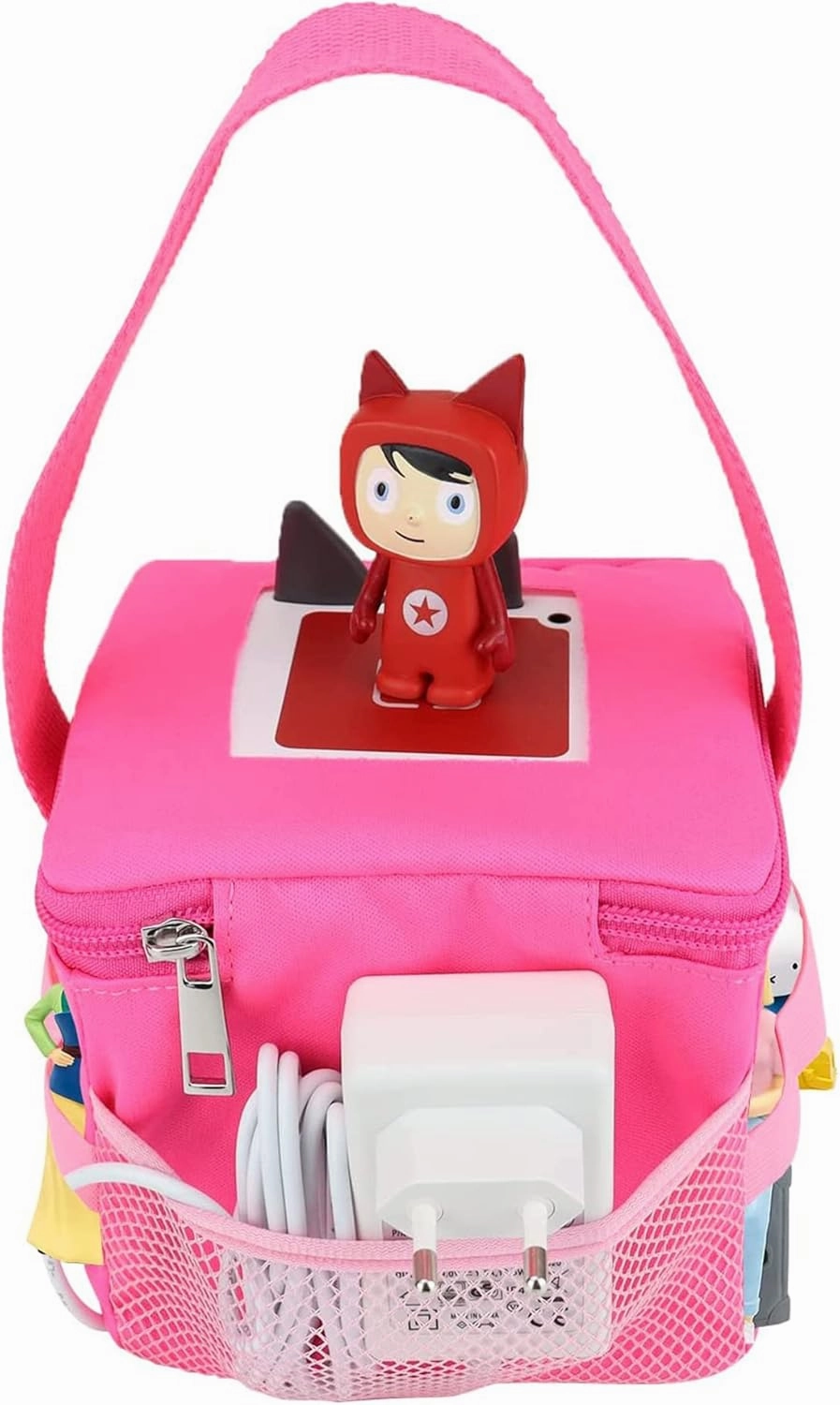 Annmore Carrying Case for Toniebox and Tonie Figures, Portable Bag for Tonie Characters Storage and Transport, Hot Pink