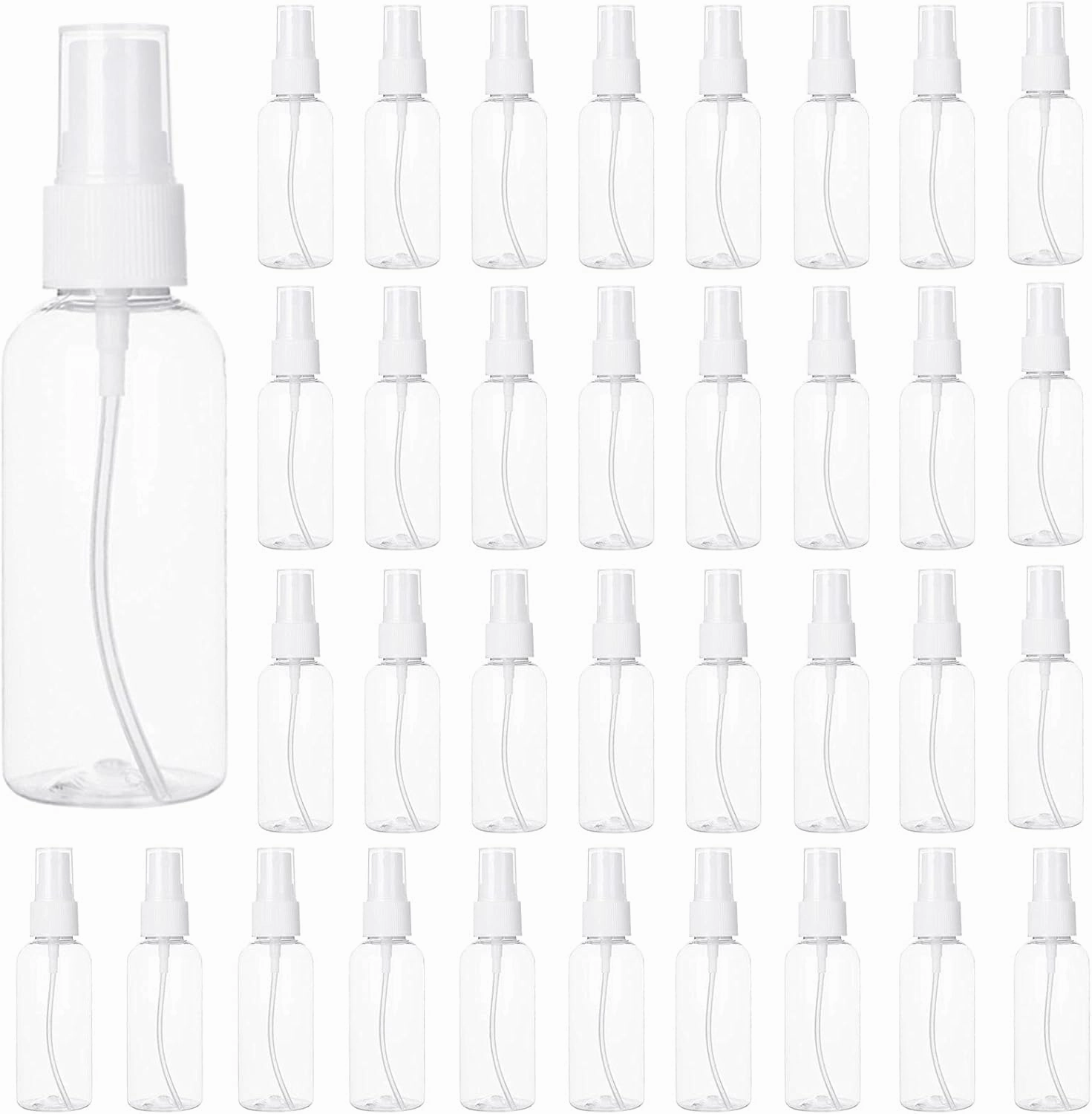 APACALI 50PCS 2 Oz Spray Bottle Mini Mist Sprayer Clear Fine Small Spray Bottle Empty Travel Spray Bottles Reusable Liquid Containers Water Spray Bottle for Perfume, Plant(60ml)