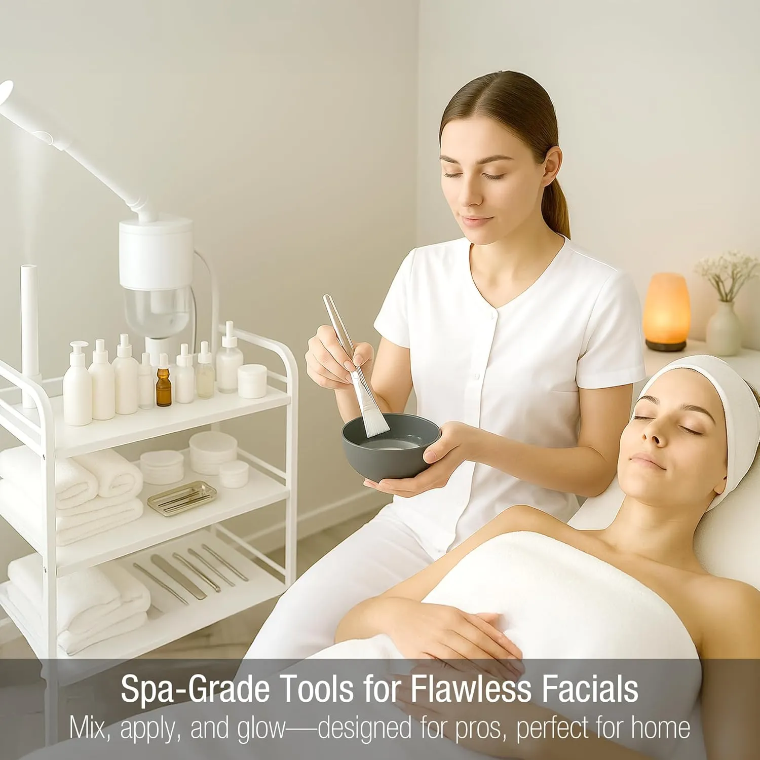 APPEARUS Silicone Facial Mask Mixing Bowl 6-Piece Set – 1 Bowl, Brushes, and Spatulas – Food-Grade, Heat-Resistant Facial Mask Mixing Kit for Spa and DIY Skincare (Dark Gray - 6-Pcs)
