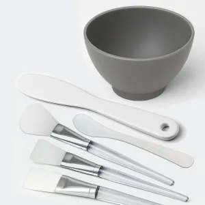 APPEARUS Silicone Facial Mask Mixing Bowl 6-Piece Set – 1 Bowl, Brushes, and Spatulas – Food-Grade, Heat-Resistant Facial Mask Mixing Kit for Spa and DIY Skincare (Dark Gray - 6-Pcs)