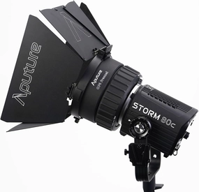 Aputure 80c RGB LED Video Light, Bundle with CF4 Fresnel & CF4 Barndoors, Full Color Point Source Fixture, 20,185 Lux @1m, 1800K-20,000K, Advanced Diode Mixing, IP65 Weatherproof