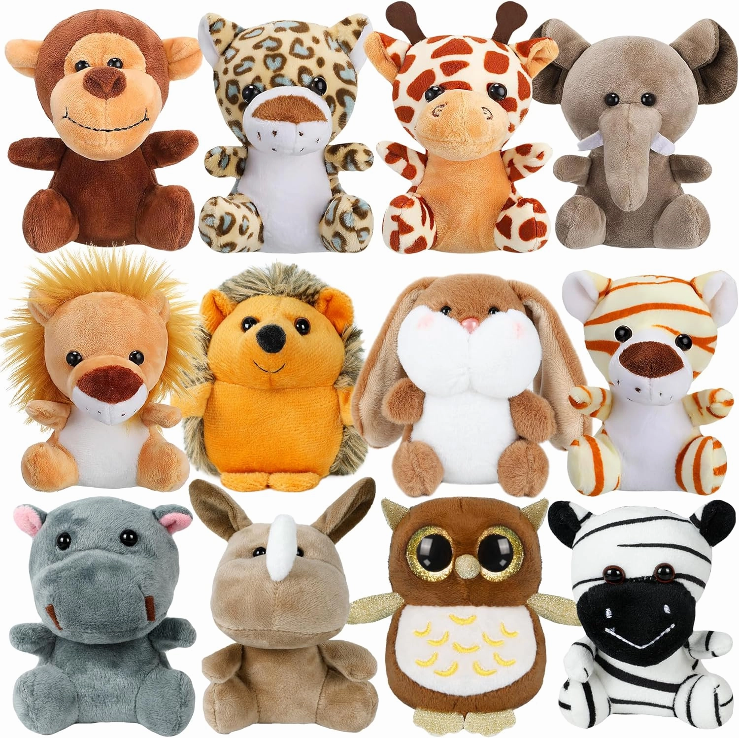 Arrozon 12 Pcs Small Stuffed Animals Bulk, 4.5 Inch Mini Stuffed Animals, Plush Toys for Kids, Carnival Prizes, Classroom Treasure Box, Claw Machine Filler, Goody Bag Stuffers