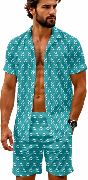 Artsadd 80s 90s Outfit for Men Hawaiian Shirt and Shorts Set Beach Party Outfits