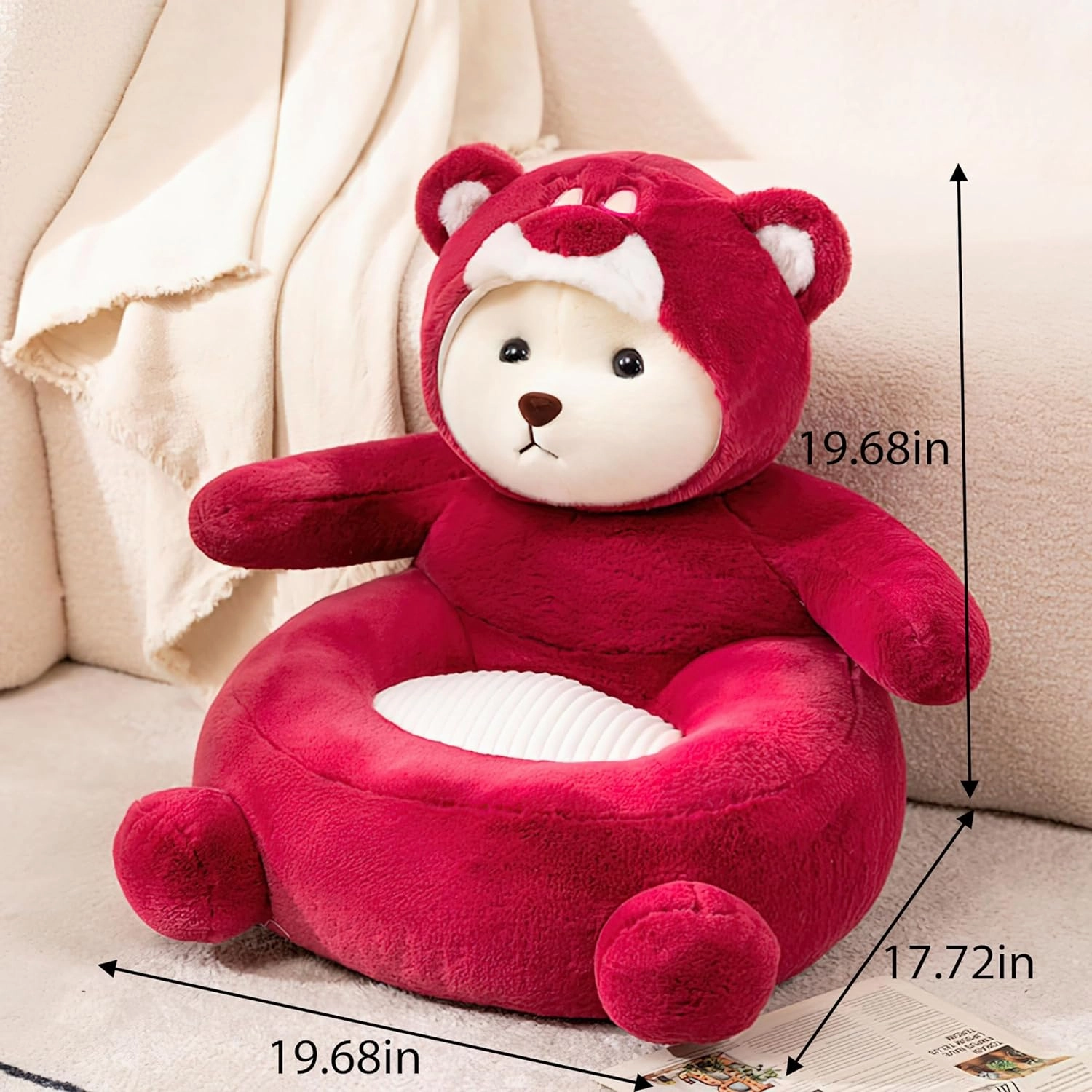 as Comfortable as Bean Bag Chairs for Kids Toddler Couch，as Comfortable as a Rocking Chair Kids Chairs for Toddler(Red Bear)