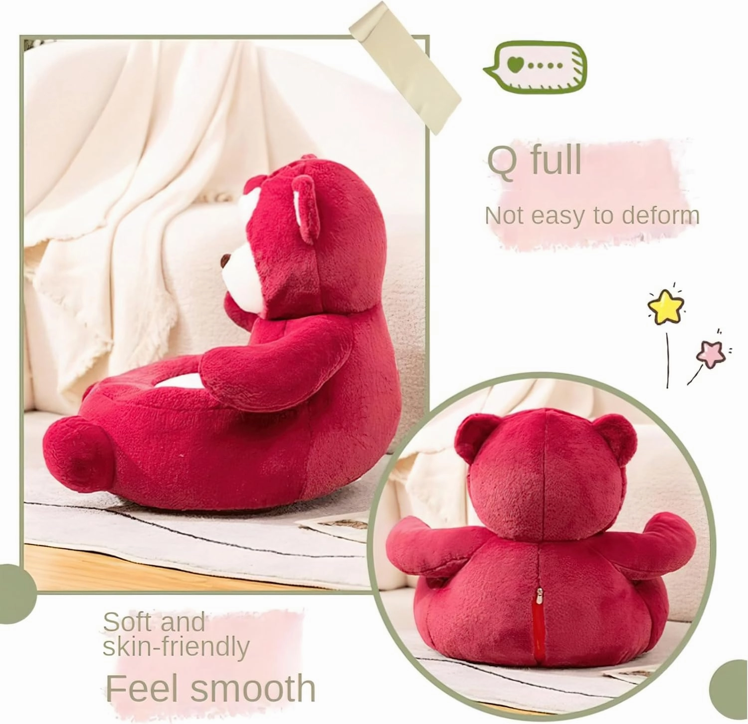 as Comfortable as Bean Bag Chairs for Kids Toddler Couch，as Comfortable as a Rocking Chair Kids Chairs for Toddler(Red Bear)
