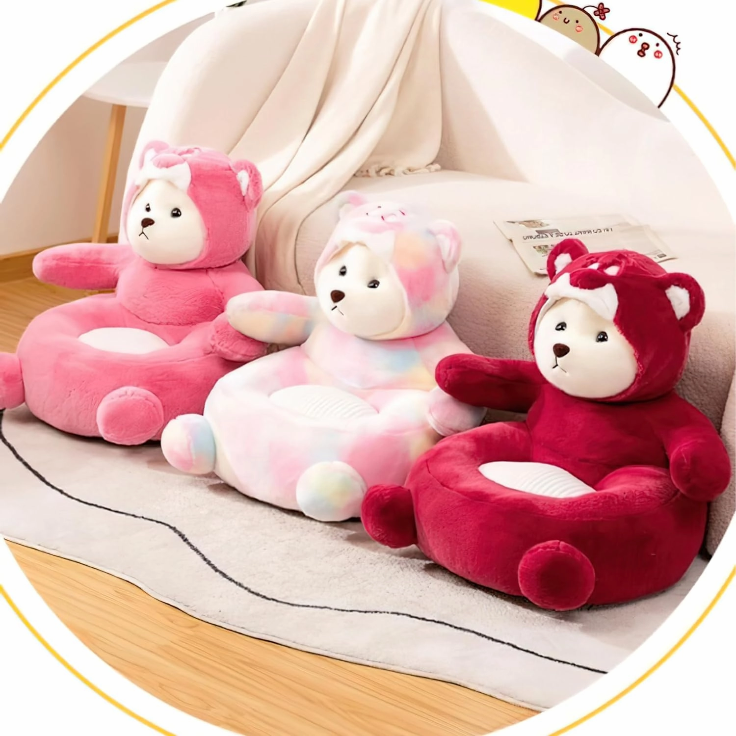as Comfortable as Bean Bag Chairs for Kids Toddler Couch，as Comfortable as a Rocking Chair Kids Chairs for Toddler(Red Bear)