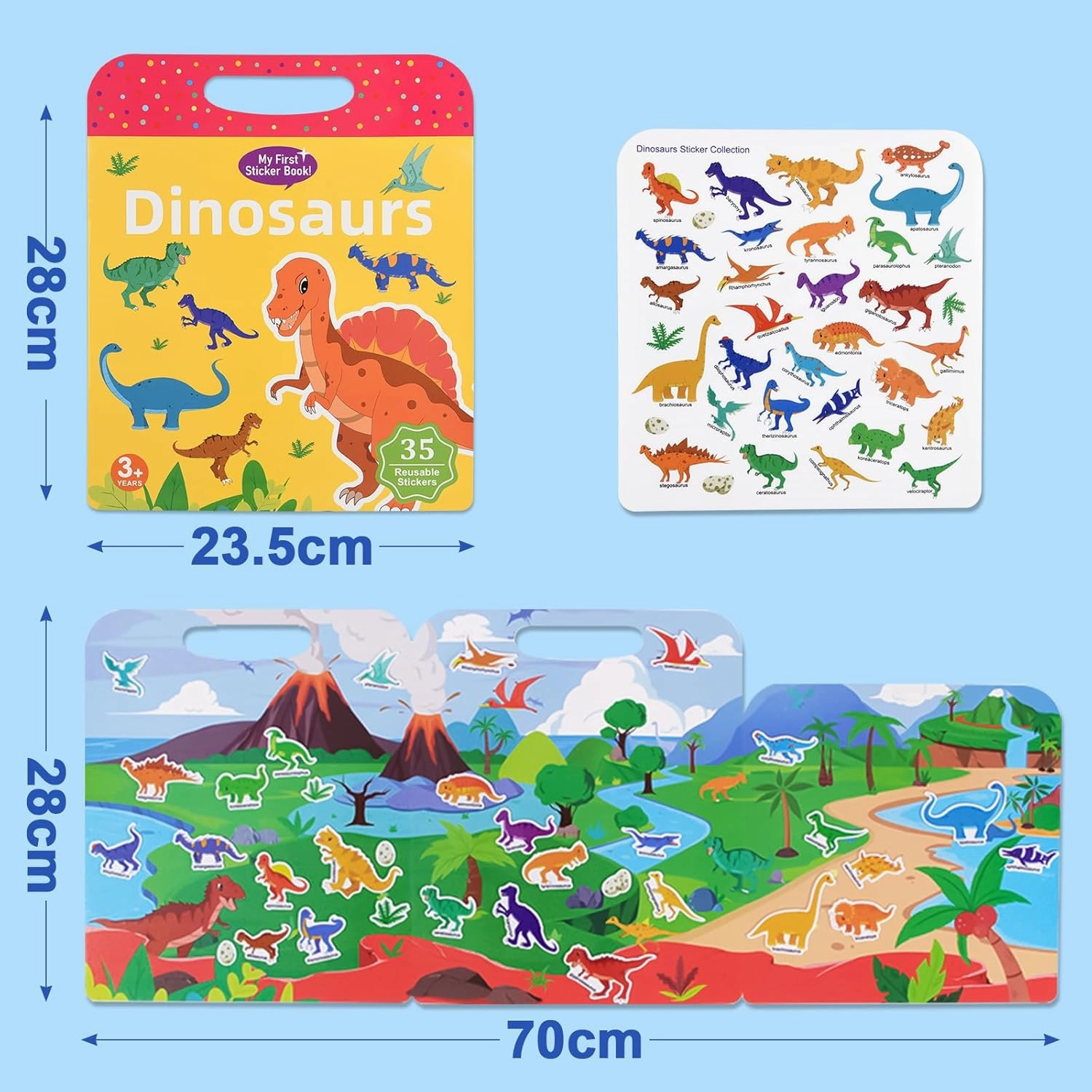 ASTARON 5 Pack Reusable 3D Puffy Sticker Books for Kids 3-6, Jelly Sticker Game Educational Sensory Learning Toy, Travel Toys and Busy Book(Vehicle Dino Animal Ocean Space)