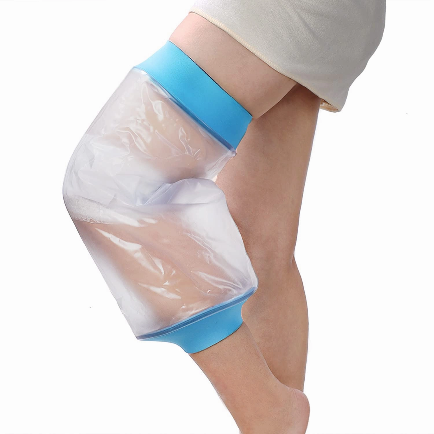 Asunby Knee Cast Cover for Shower Waterproof Bandage Cast covers Protector for Knee Replacement Surgery, Wound, Burns Watertight Protection Reusable