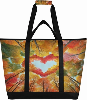 Autumn Heart Sky Reusable Insulated Lunchbox Cooler Bag, Leakproof Kitchen Grocery Bag Collapsible Portable Cooler Tote Bag for Picnic, Camping, Office, Travel