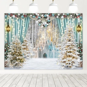 Avezano 7x5ft Winter Castle Backdrop Ice Wonderland Photography Background for Winter Christmas Princess Birthday Newborn Party Decorations Photo Studio Booth