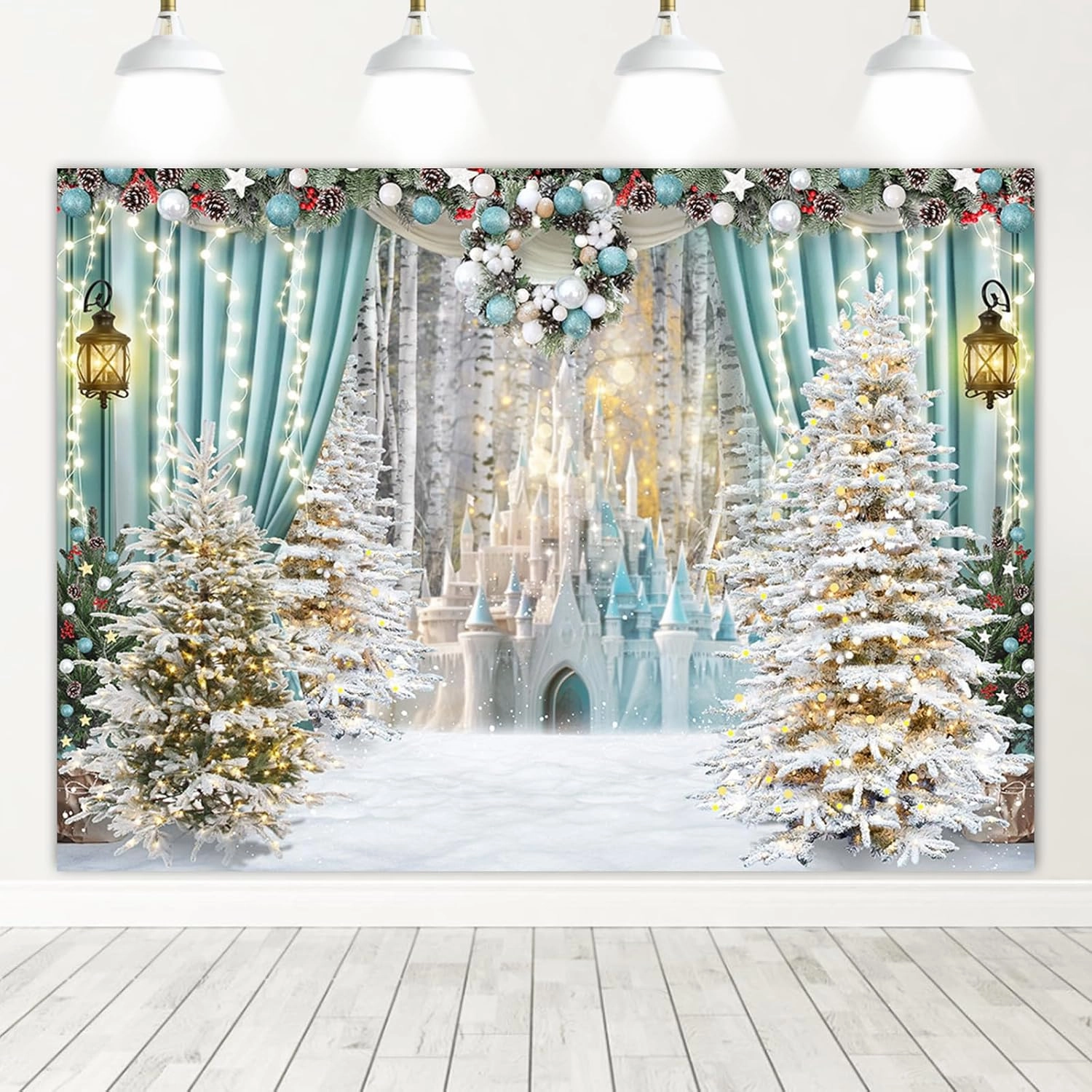 Avezano 7x5ft Winter Castle Backdrop Ice Wonderland Photography Background for Winter Christmas Princess Birthday Newborn Party Decorations Photo Studio Booth