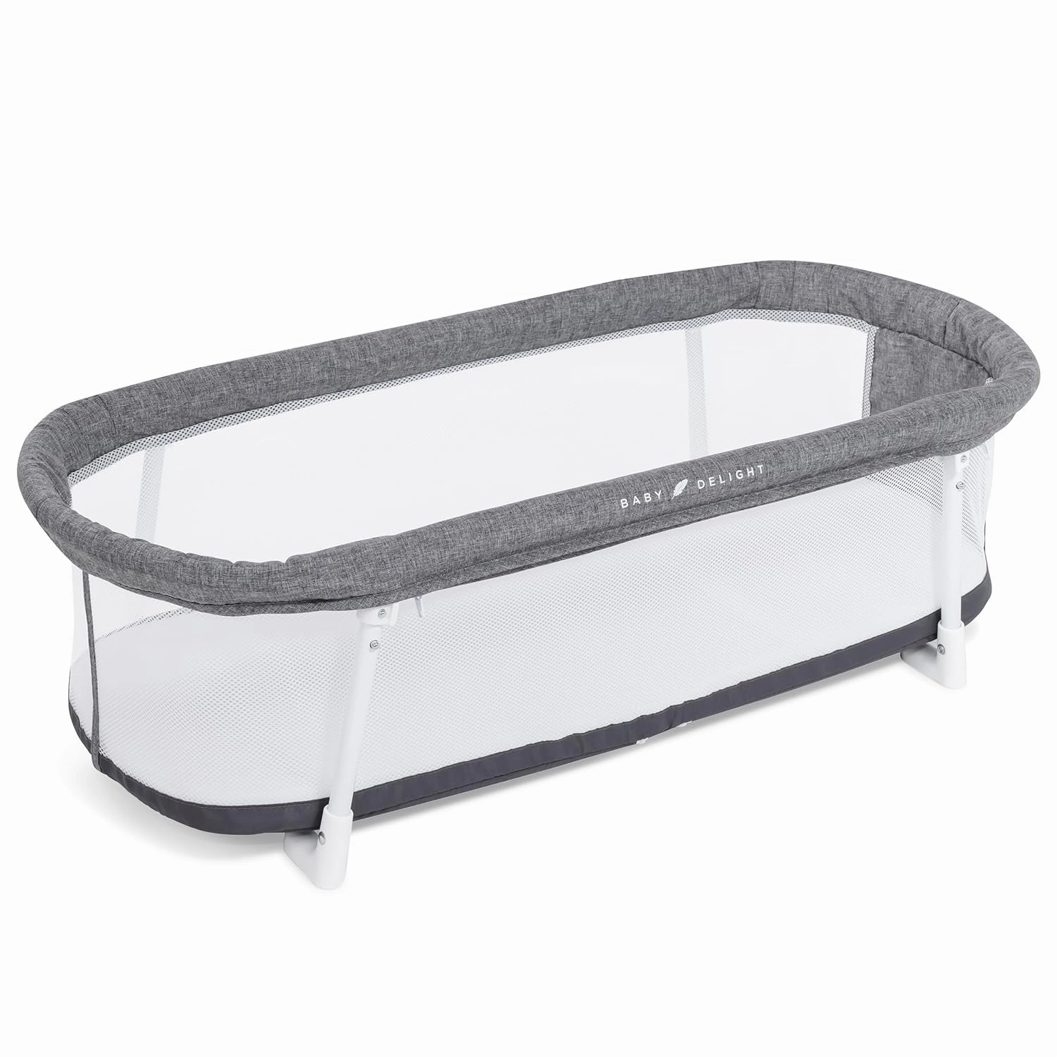 Baby Delight Snuggle Nest Bassinet, Portable Baby Bed, for Infants 0 – 5 Months, Charcoal Tweed
