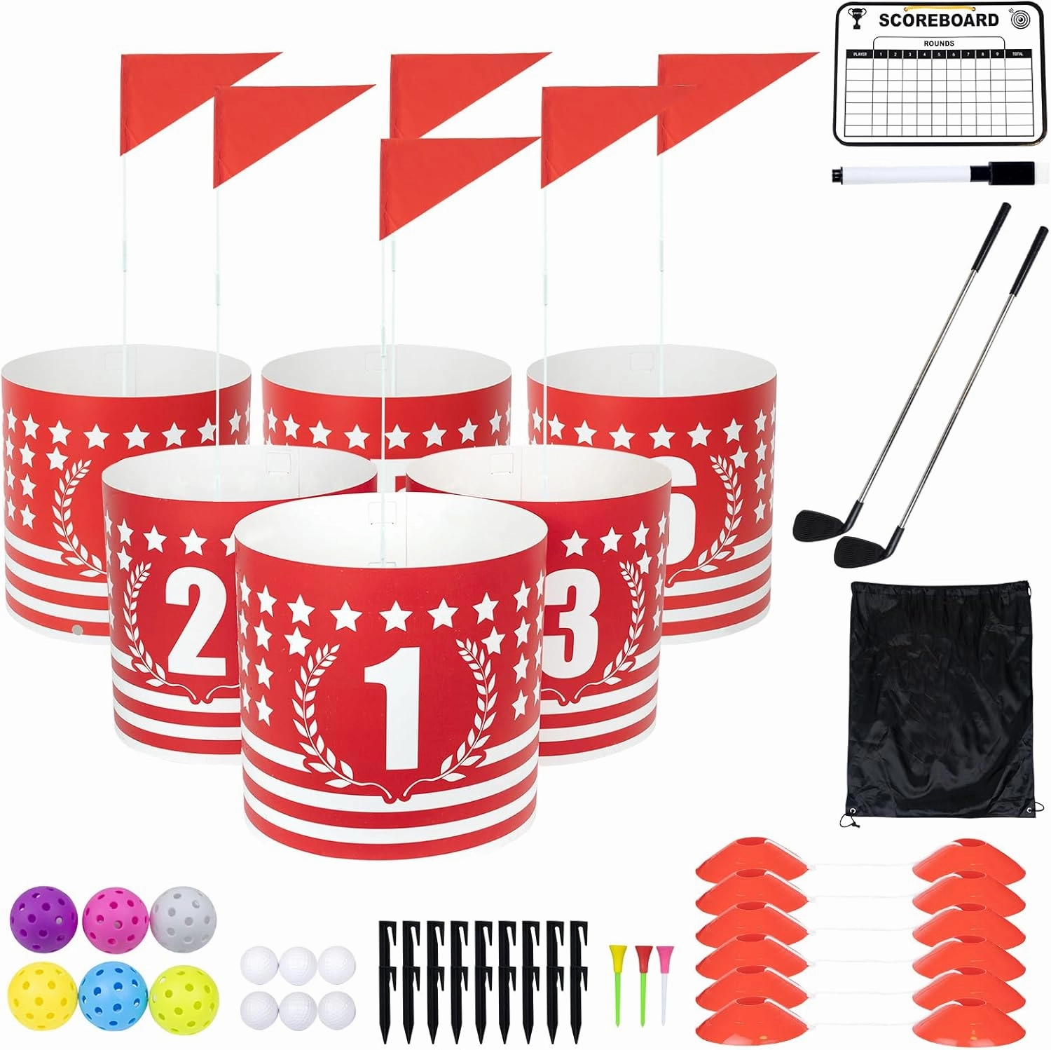 Backyard Golf Game 6 Holes Set,Portable Outdoor Game for Pratice,Golf Chipping Game for Lawn,Yard,Camping,Park,Beach