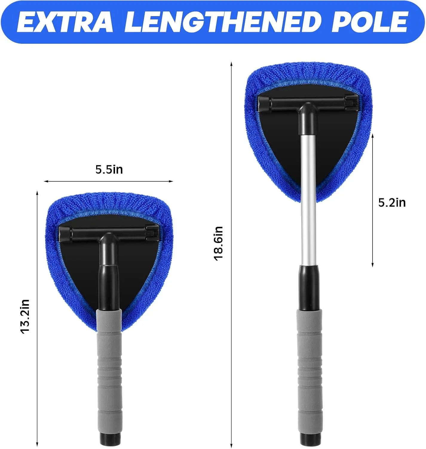 Baderke 8 Pcs Car Window Cleaner Kit Include Windshield Cleaning Tool with Extendable Handle 5 Microfiber Bonnets 1 Car Ventilation Brush 1 Empty 50ml Spray Bottle Glass Wiper Kit(Blue)