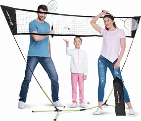 Badminton Net Rackets Shuttlecocks Combo Set - Portable & Instant Setup (Backyard Fun, Beach Park Picnic Outdoor Games), Green, 5.1 x 7.8Ft (EOB727402022)