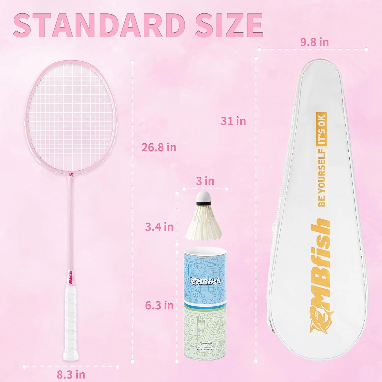 Badminton Racket Set with 1 Carbon Fiber Racquet, 3 Shuttlecocks, 2 Replacement Grip Tapes and 1 Badminton Bag - Perfect for Outdoor Games and Gym 5U