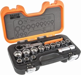 Bahco S140T BHS140T Pass-Trough Socket Set, Multi-Colour, Set of 14 Pieces