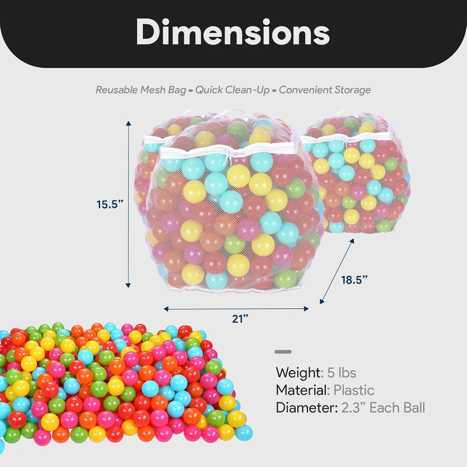 BalanceFrom Play Pit Balls, Kids Plastic Toy Balls for Playpen, Bounce House, or Pool