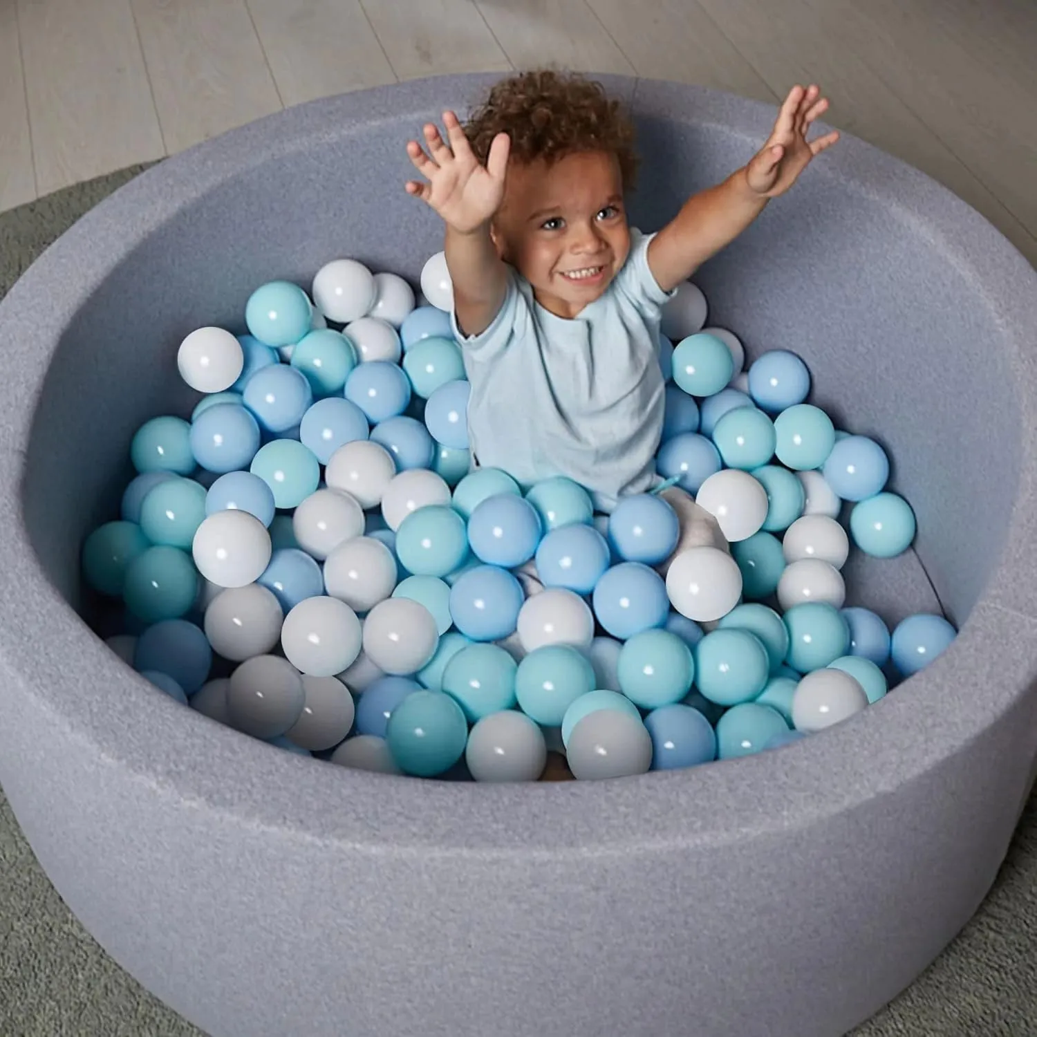 Ball Pit Balls 1000 Balls, Ball Pit Balls for Kids, BPA&Phthalate Free Non-Toxic Crush Proof Play Balls Soft Plastic Balls 2.2 inch, Birthday Toddler Balls Toy (1000 pcs), White&Blue&Green