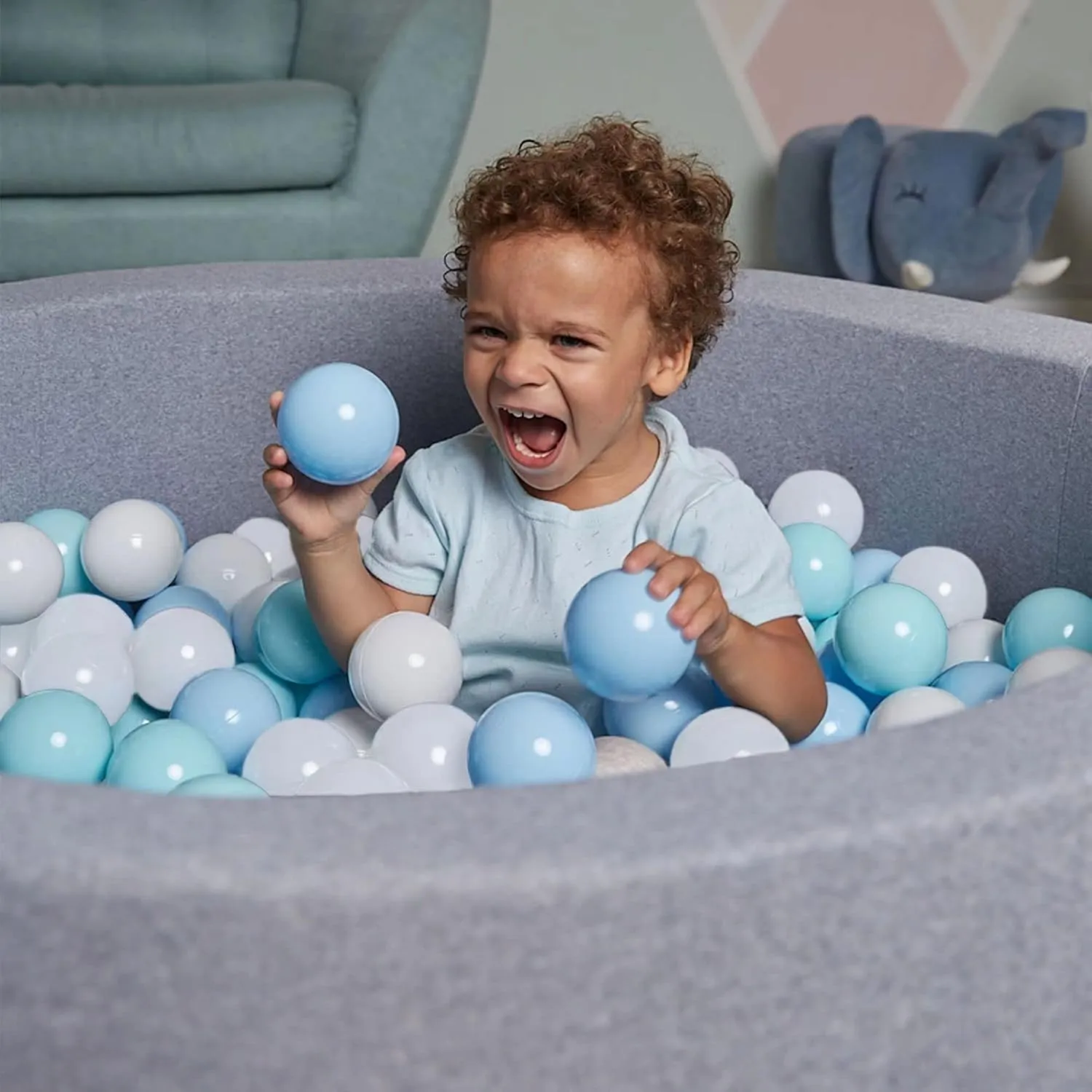 Ball Pit Balls 1000 Balls, Ball Pit Balls for Kids, BPA&Phthalate Free Non-Toxic Crush Proof Play Balls Soft Plastic Balls 2.2 inch, Birthday Toddler Balls Toy (1000 pcs), White&Blue&Green