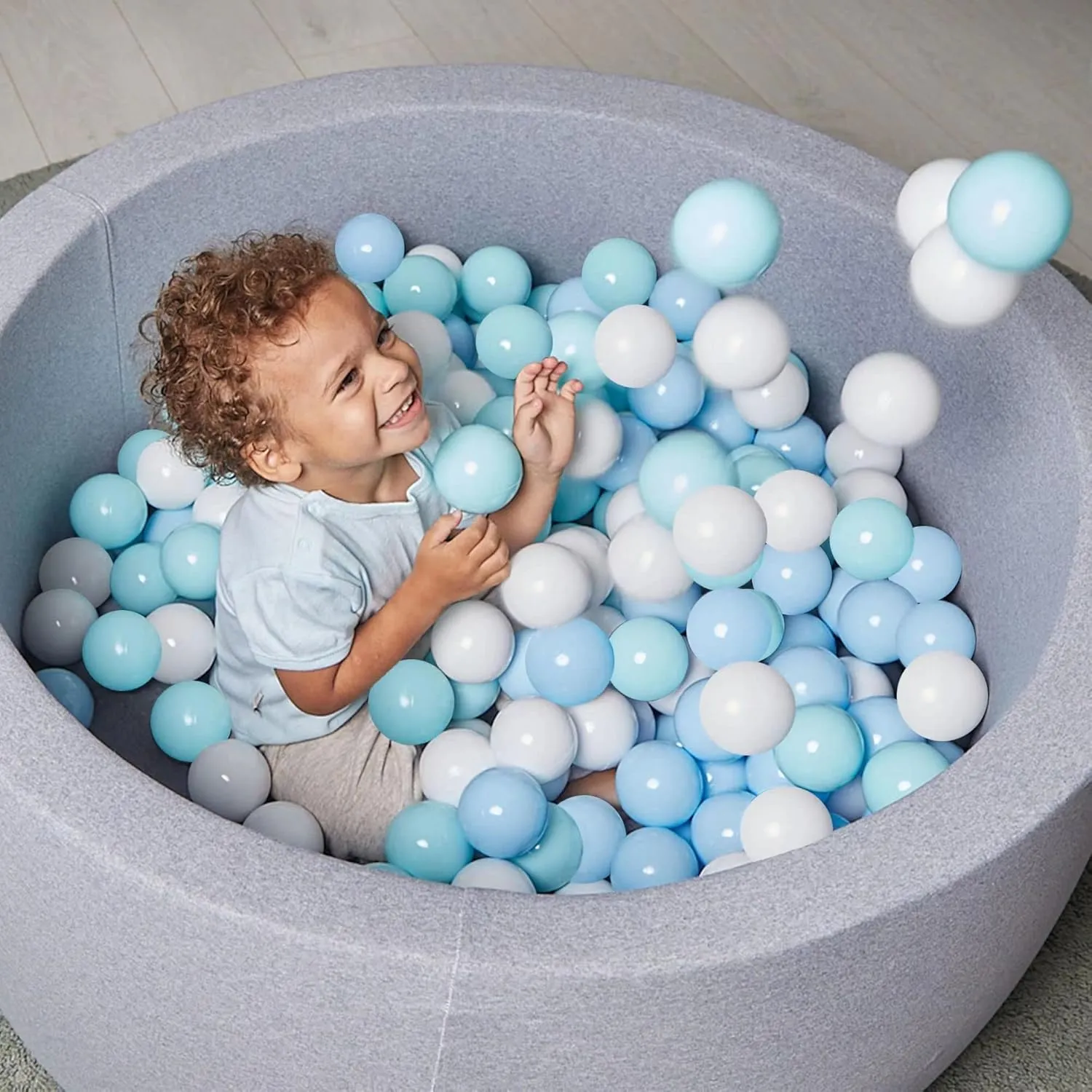 Ball Pit Balls 1000 Balls, Ball Pit Balls for Kids, BPA&Phthalate Free Non-Toxic Crush Proof Play Balls Soft Plastic Balls 2.2 inch, Birthday Toddler Balls Toy (1000 pcs), White&Blue&Green