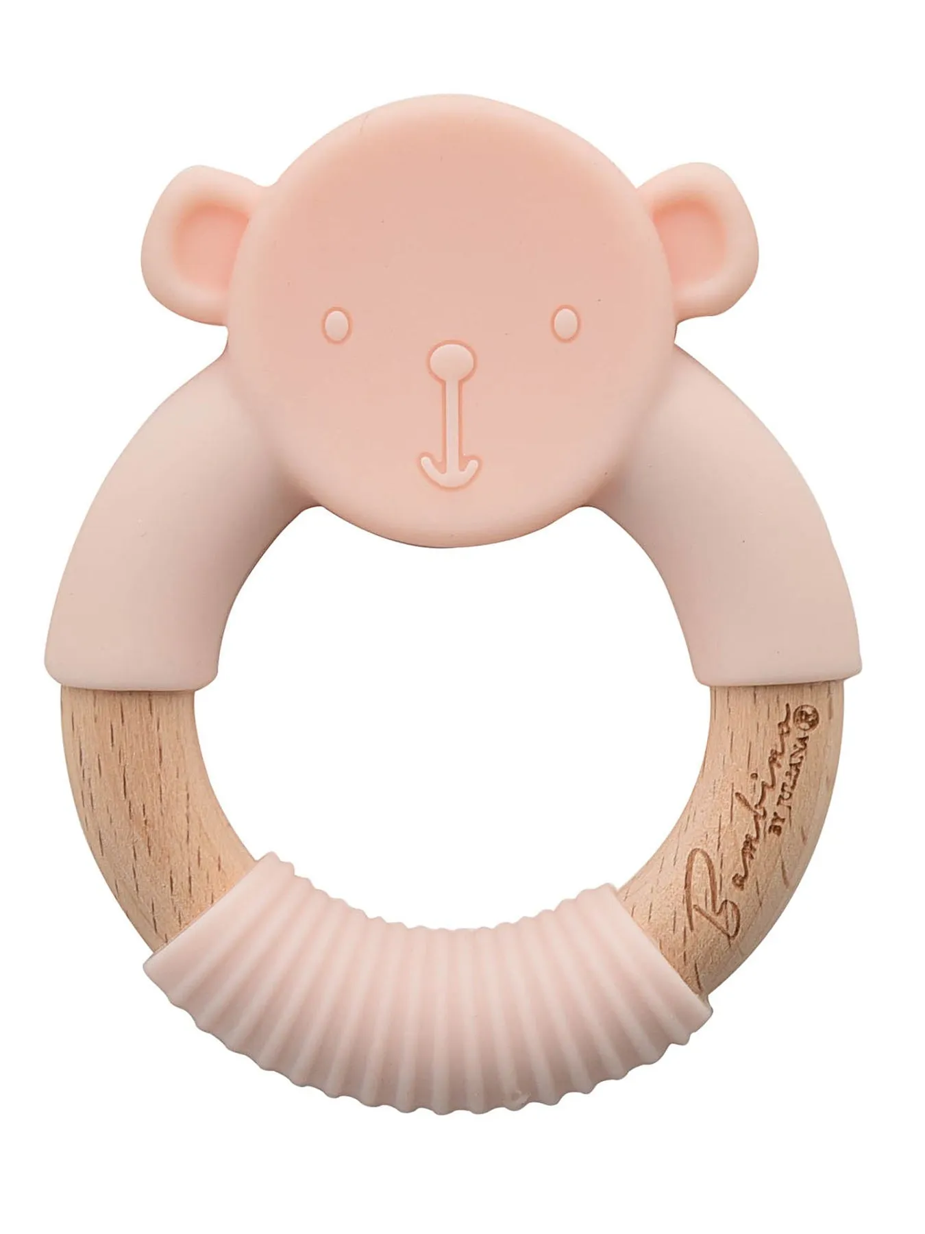 Bambino Silicon and Wood Bear Teether - 3 Colours