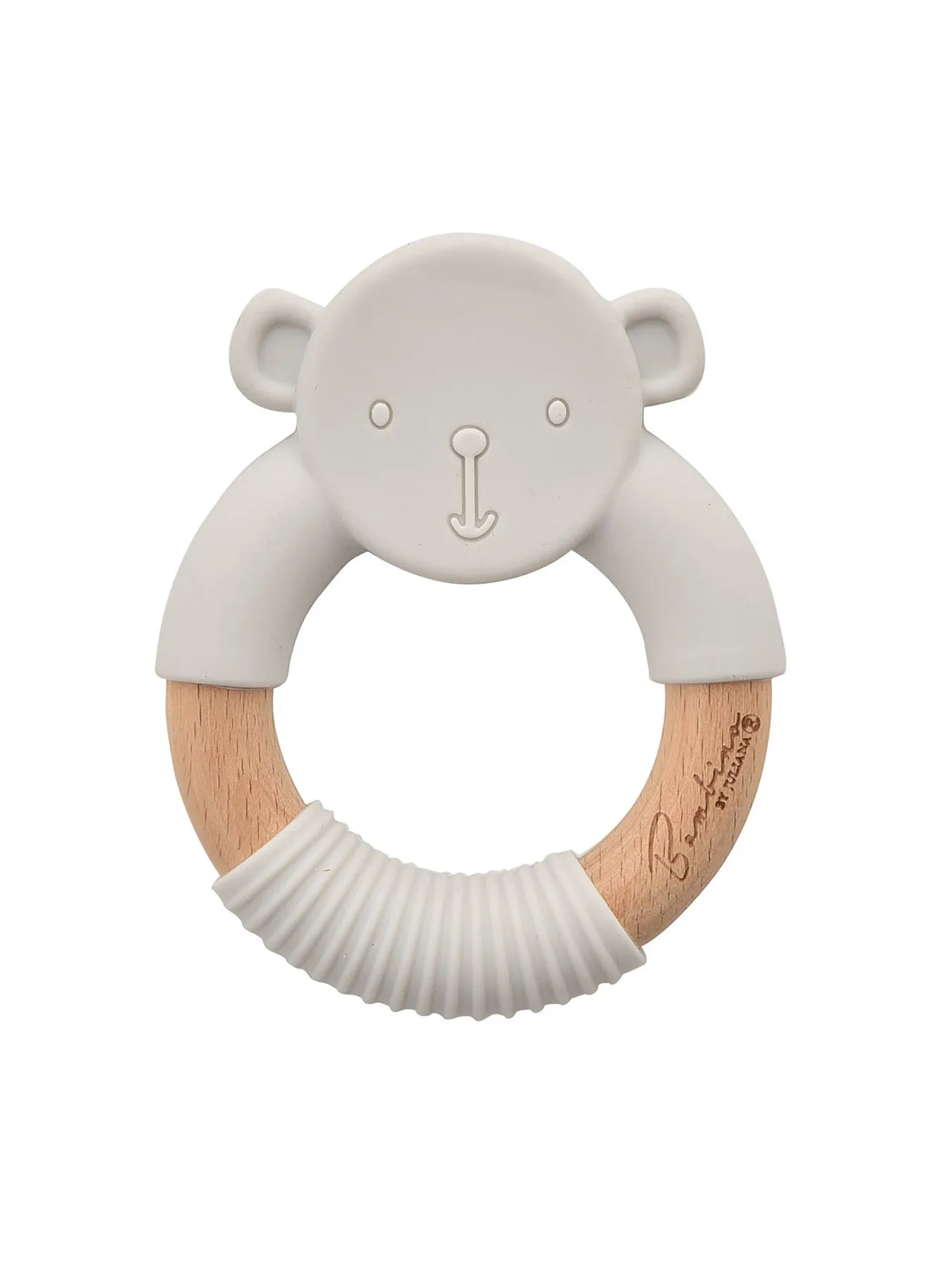 Bambino Silicon and Wood Bear Teether - 3 Colours