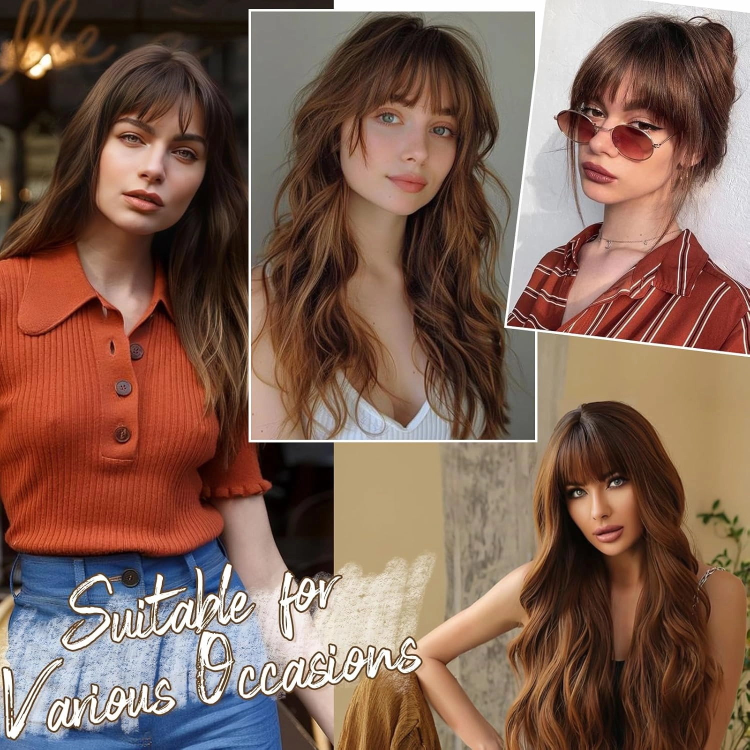 BARSDAR Human Hair Clip in Bangs - 100% Real Human Hair Clip in Bangs for Women - Darker Brown French Bangs Extensions Fringe with Temples Real Hair Bangs Hairpieces - Darker Brown