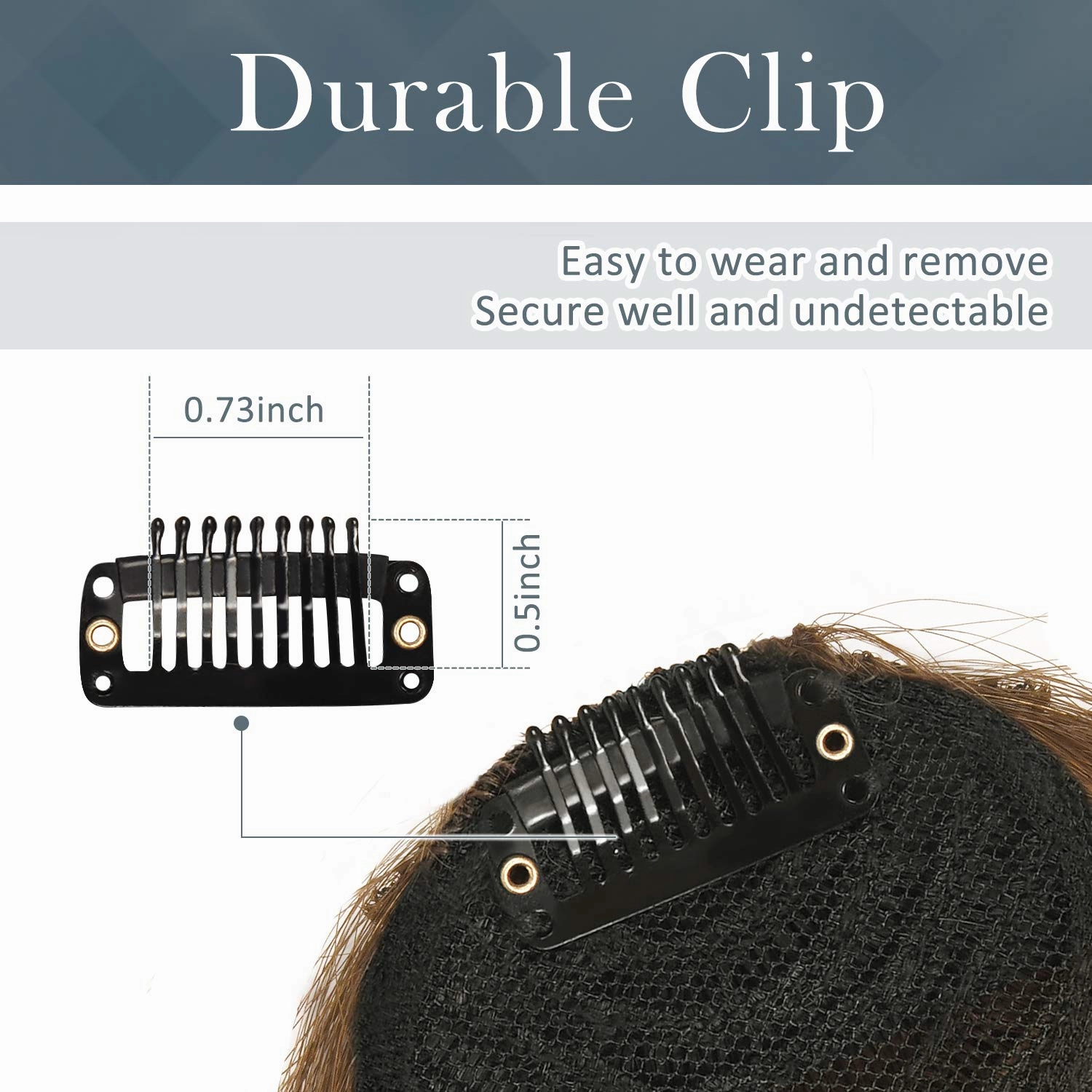 BARSDAR Human Hair Clip in Bangs - 100% Real Human Hair Clip in Bangs for Women - Darker Brown French Bangs Extensions Fringe with Temples Real Hair Bangs Hairpieces - Darker Brown